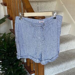 Per Se Coastal Linen Striped Drawstring Women’s Shorts